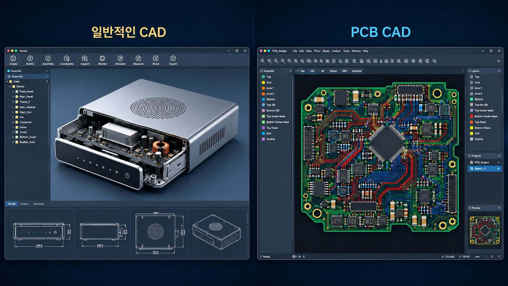 기구 CAD와 PCB CAD의 차이